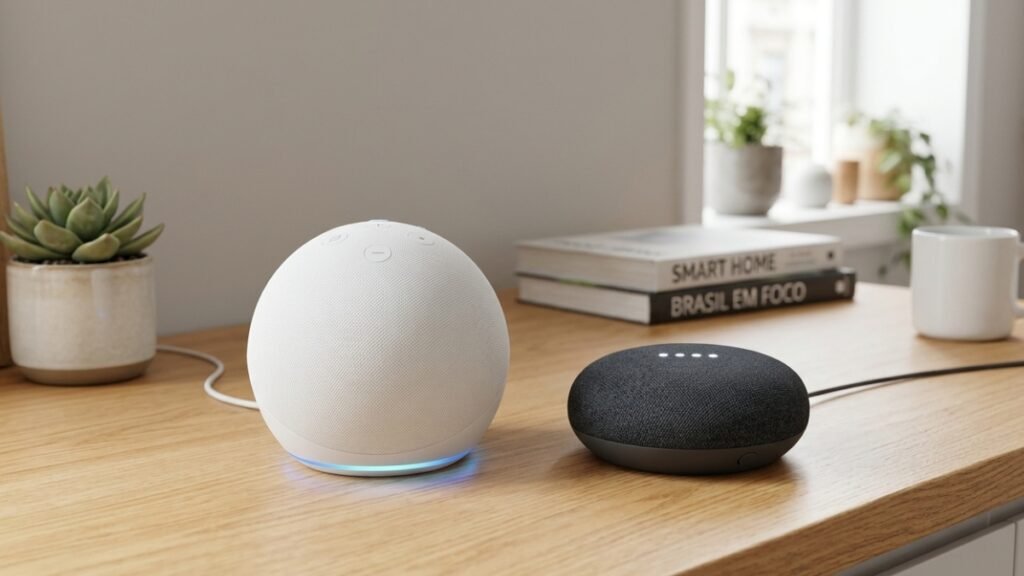 alexa vs google home brasil — Echo Dot 5 e Nest Mini 2 comparados