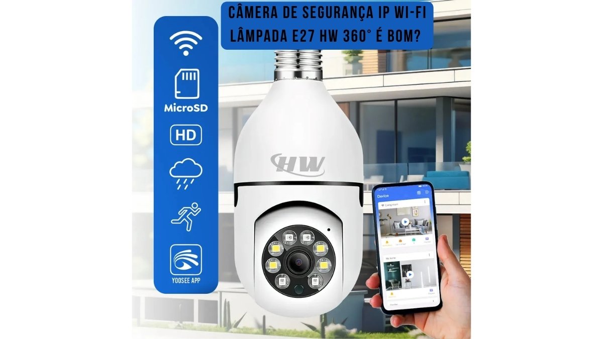 Câmera de Segurança IP Wi-Fi Lâmpada E27 HW 360° é bom