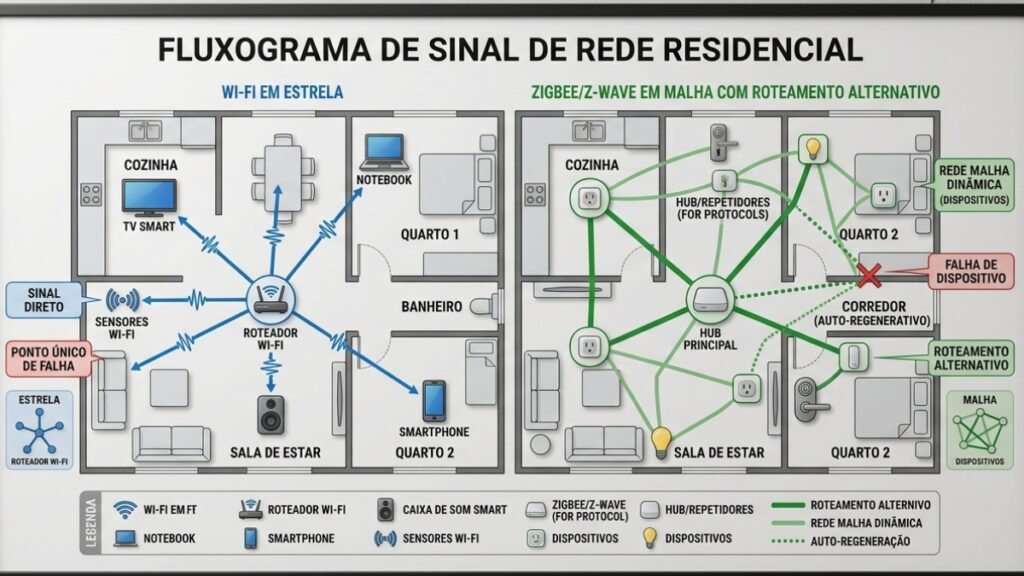 wi fi zigbee z wave residencia fluxograma tecnico