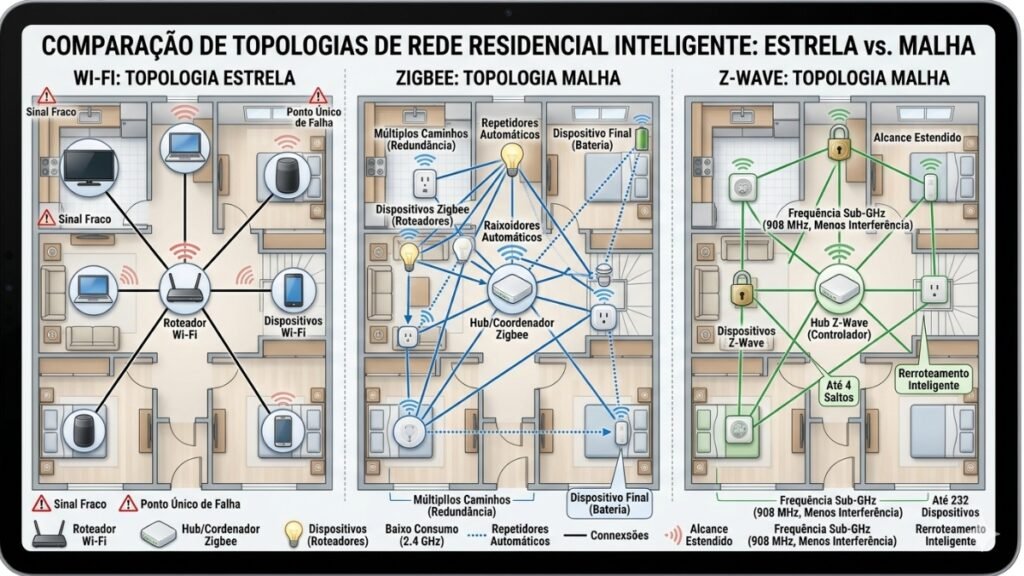 zigbee z wave wi fi topologia
