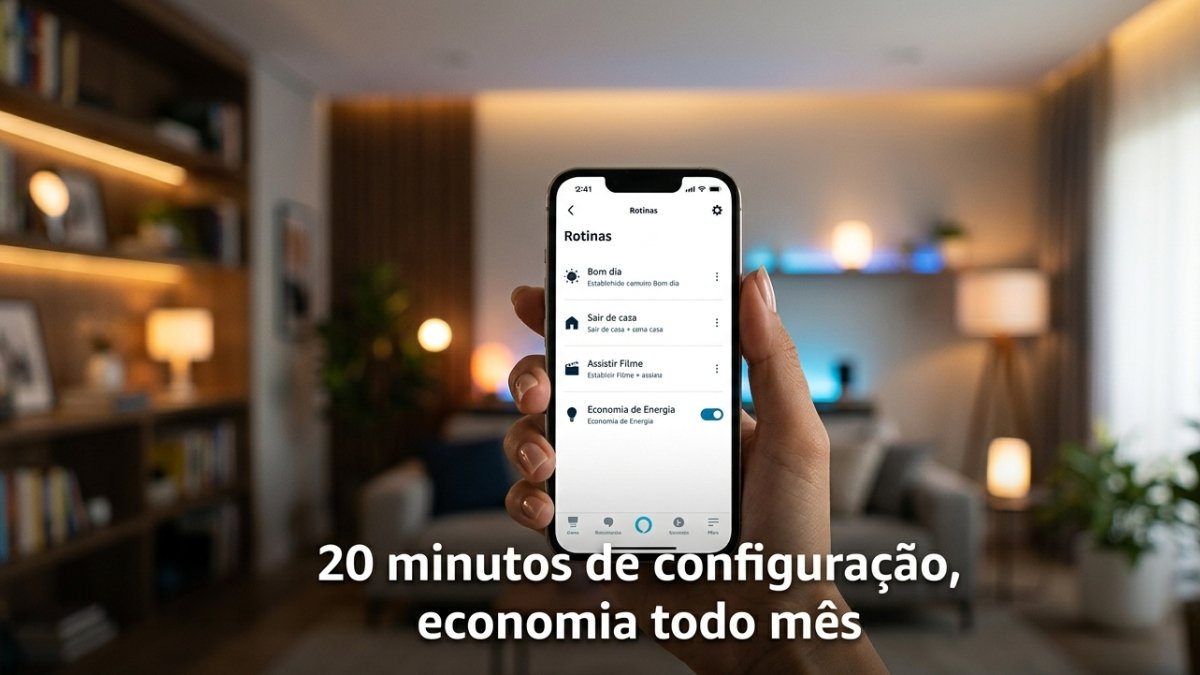 rotinas automáticas economia energia casa — configuração no app Alexa