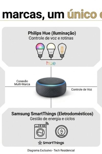 como integrar dispositivos smart home marcas diferentes — diagrama de ecossistema